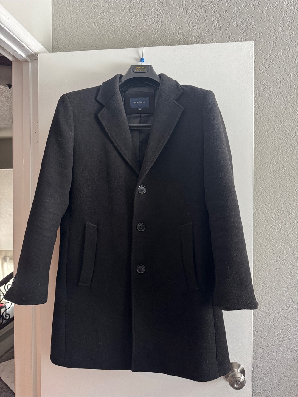 Black Men's Wool-Blend Overcoat - Zara